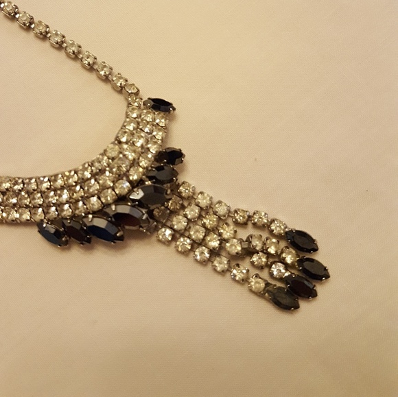 Vintage faux diamond/sapphire drop choker - Picture 3 of 4